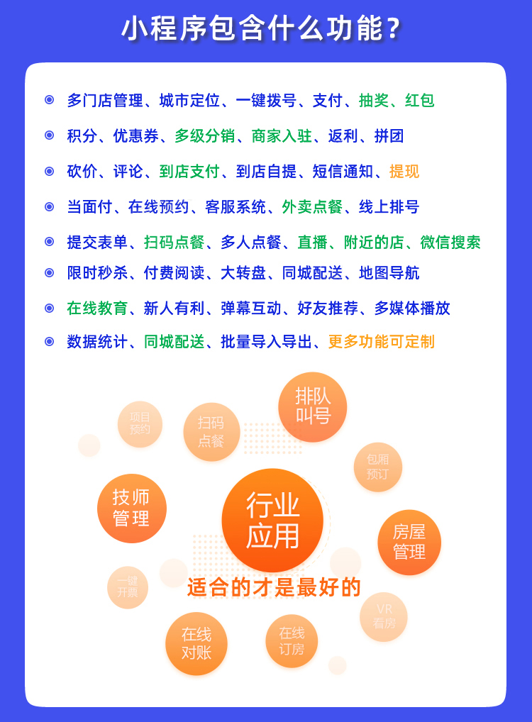 网推传媒开发的功能型小程序界面截图，展示清晰的功能布局