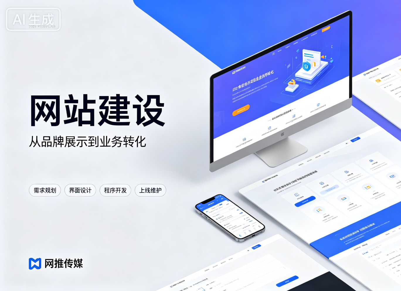 网推传媒为企业客户设计的现代化响应式网站界面展示